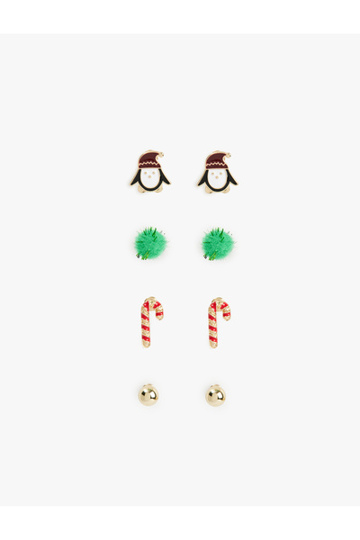 Koton New Year Themed Multi-Colored Set of 4 Earrings
