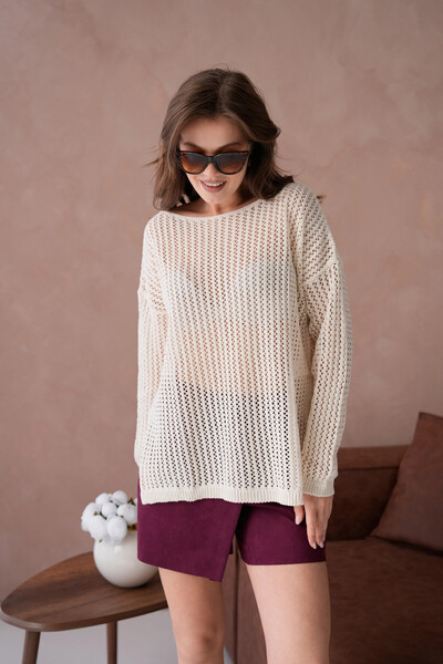 Park Karon Γυναικείο πλεκτό πουλόβερ με λαιμόκοψη άνοιγμα