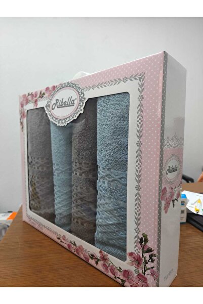 Peacock 4 Piece Bathroom Set for 2 People, Turkish Bath Set Boxed Premium Cotton