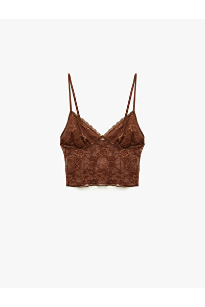 Koton V-Neck Lace Detailed Strappy Pajama Top