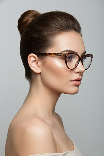 Chunky Frame Sırıus Cat Eye Leopard Blue Light Protection Blue Block Glasses