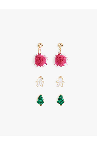 Koton Çok Renkli Ponponlu Yılbaşı Temalı 3'lü Küpe Seti