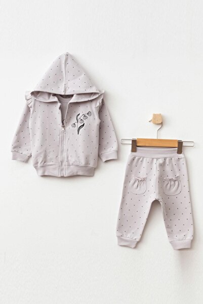 Aziz Bebe Baby Girl Floral Patterned Sweatshirt Pants T-Shirt 3-Piece Bottom Top Baby Set 3 Months - 36 Months