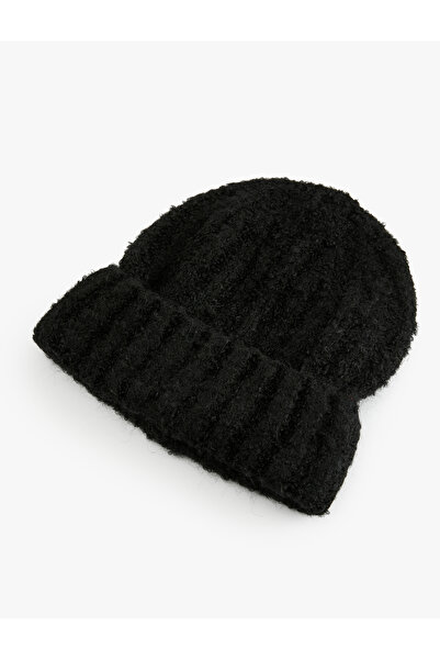 Koton Soft Textured Fold Detailed Knitted Beanie