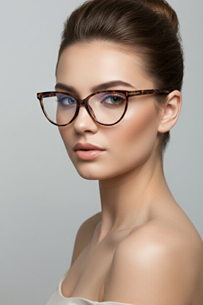 Chunky Frame Sırıus Cat Eye Leopard Blue Light Protection Blue Block Glasses