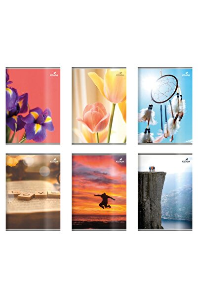 Ecada Set of 6 A4 Math Notebooks, 100 sheets, cardboard cover, 60g paper, school notebooks for school