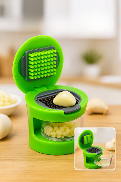 Eco Lounge 2 Farklı Bıçaklı Kolay ve Hızlı-Hazneli Kapaklı Pratik Sarımsak Soğan Rende ve Doğrayıcı Seti