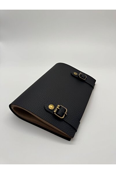 LAYDA دفتر ملاحظات موديل فلوتر من الجلد الصناعي باللون الأسود