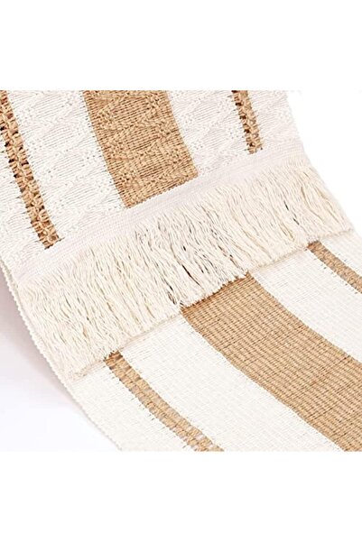 Roselyn Table Runner for Dining Table, Rustic Woven Cotton Macrame, Bohemian Style, 180x30cm
