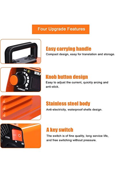 Festnight آلة لحام قوسية 250 أمبير مزودة بشاشة LCD، محمولة، طلاء مضاد للالتصاق لقضبان 2.5-3.2 مم