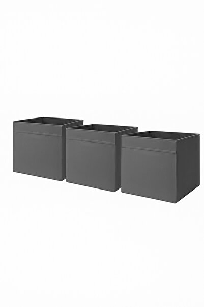 HomyJRs 3 Pcs Gray Lidless Box Multi-Purpose Organizer Office Stationery Toy Box 30 X 30