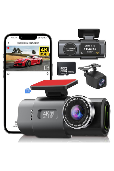 OEM Camera Auto DVR 4K Fata Spate WiFi Card 128GB Vedere Nocturna G-Sensor Mo...