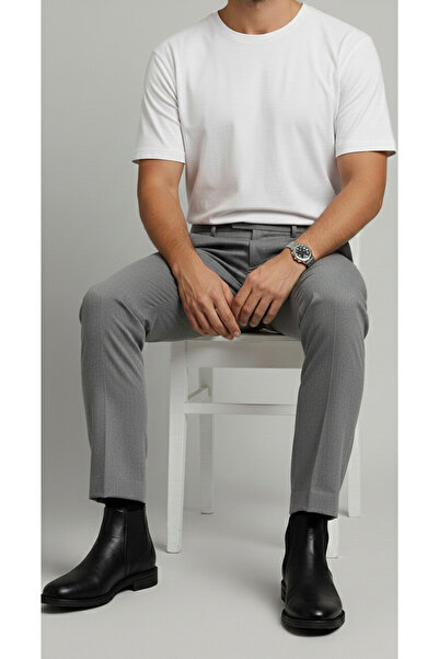 Bürke Men's Gray Color Quality Tongue Fabric Trousers