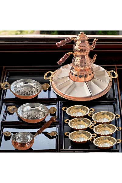 BARITCIOGLU Copper Breakfast Set Teapot Saucepan Sauce Bowl Set