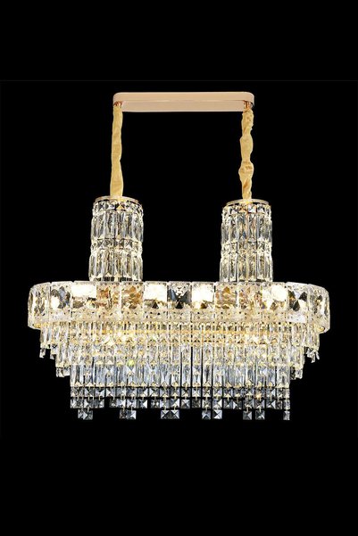 Ünal Aydınlatma Niran Gold 80 cm Kristal Taşlı Modern Avize – Salon ve Yemek Odası