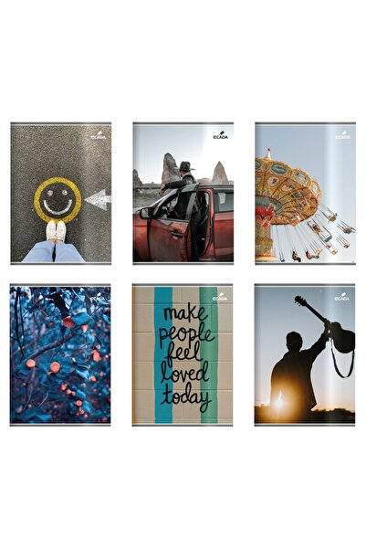 Ecada Set of 6 Romanian A4 notebooks, 80 sheets, cardboard cover, with lined edge, 60 g paper