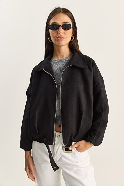 Bianco Lucci Women's Oversized Buckle Lined Suede Bomber Jacket 2789 60281130