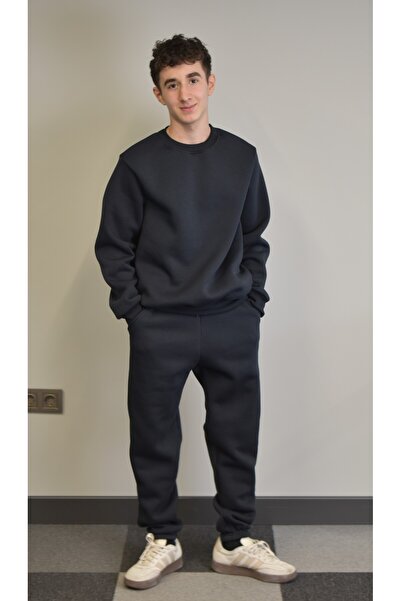 Banadamoda Σετ αθλητικών φορμών Unisex Relax Fit από βαμβακερό 3-κλωνο μαλακό υφή με φλις εσωτερικά και λαιμόκοψη