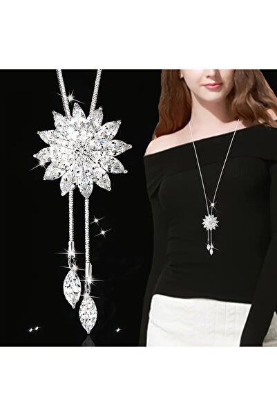 begüm jewelery KAR TANESİ MODEL UZUN KAZAK ÜSTÜ TASARIM KOLYE