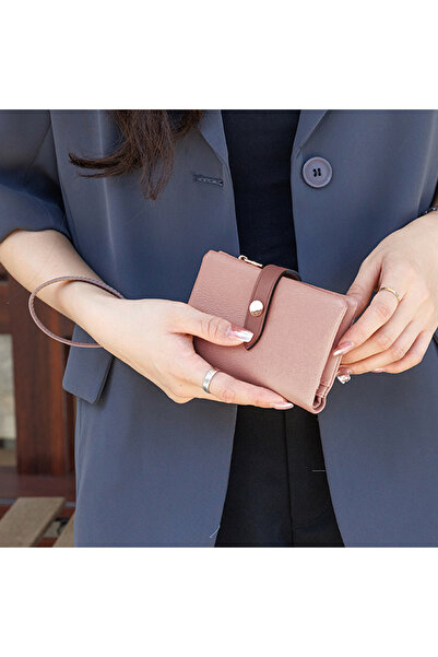 rinkadoll Compact Zippered Powder Pink Women's Wallet for Everyday Use