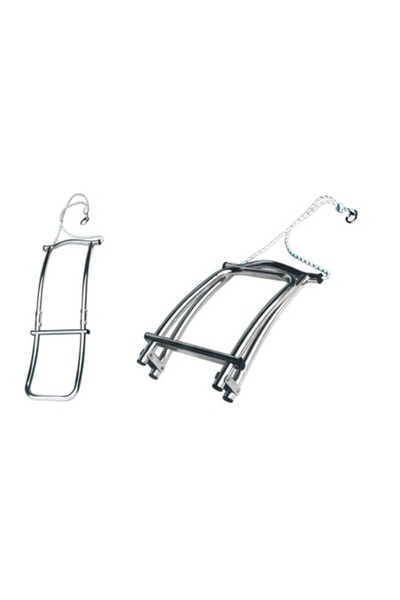 GFN Scară pliabilă din oțel inoxidabil, 2 trepte, pentru bărci gonflabile