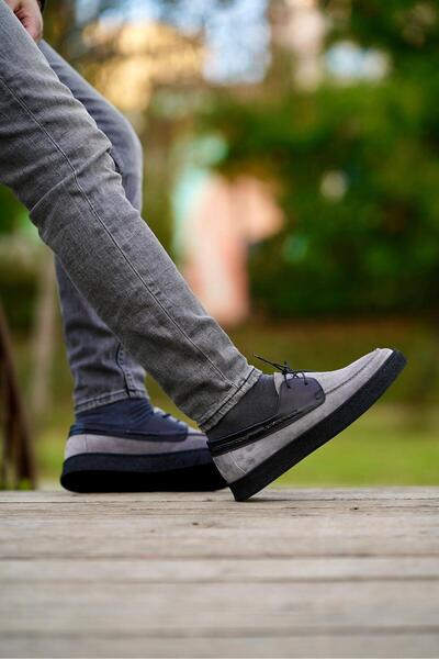 Ahmed Hamdi Bey Luis Grey-Black Suede Men's Leather Shoes