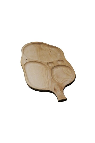 ArtKer Wooden leaf-shaped serving platter with condiment wells, ArtKer, Asymmetric