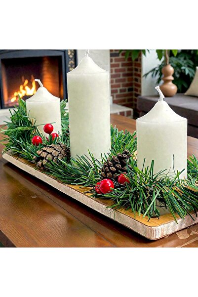 THE BOHEMM Masa Ortası Dekor Çelenk Garland 3lü Mum