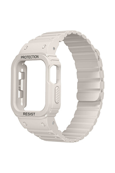 HTstore Watch 7 45mm Zore Krd-142 Silicone Band with Airbag Design Case Protector-Starlight