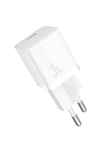 Baseus GaN Mini 1C Wall Charger, 30W, 3A, 1 x USB-C, White CCGN070502