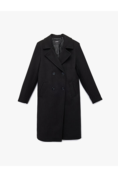 Koton Long Sleeve Buttoned Double Breasted Cashmere Coat
