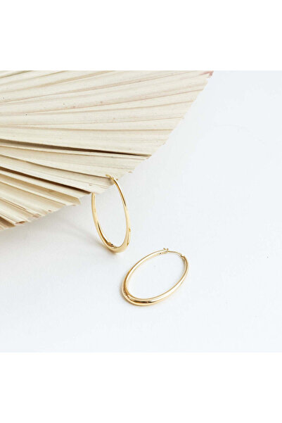 IOSA Golden Oval Hoops Silver Earrings (14k Gold Plated)