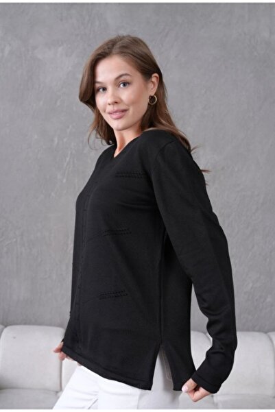 Fresh&Moda Women's Mother Stretchy Soft Textured V-Neck Slim Knitwear Sweater