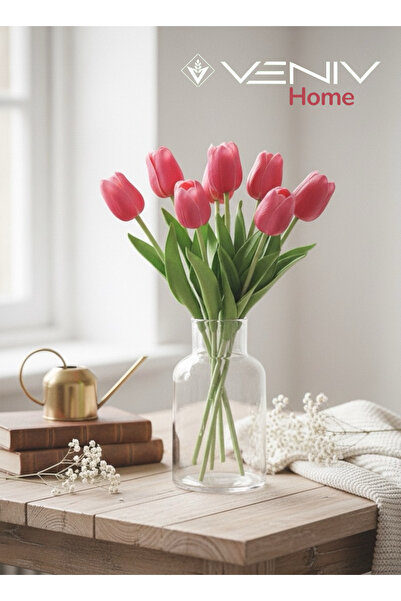 VENİV 5 Adet Dekoratif Islak Lale- Gerçek Islak Doku- 30 cm - Yapay Çiçek