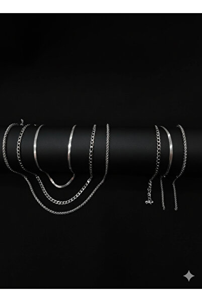 Hisar Center PASLANMAZ ÇELİK 3 KOLYE 3 BİLEKLİK SETİ