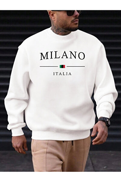 uyguntarz Φούτερ Unisex Milano Italia Design με τύπωμα με λαιμόκοψη
