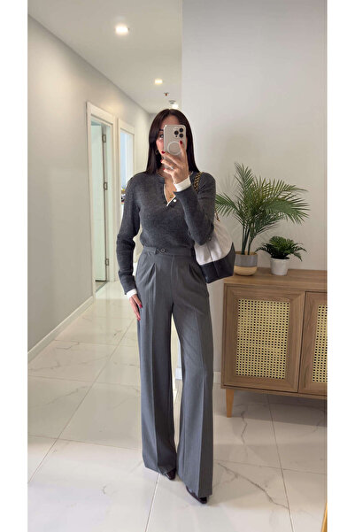 BİRCANÇİL Norwe Gray Palazzo Pants