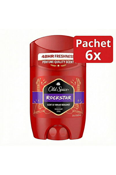 Old Spice Комплект от 6 броя дезодорант стик Rockstar, за мъже, 48-часова све...