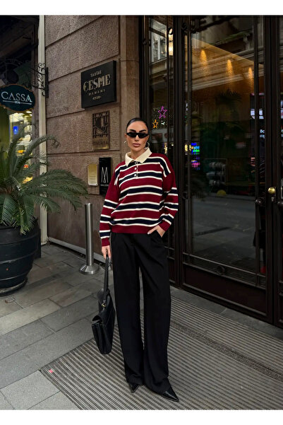 Kienor Yeni Sezon Kadın Polo Yaka Oversize Triko Sweatshirt