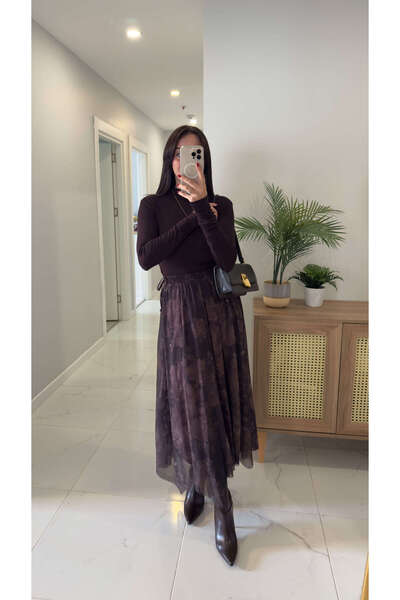 BİRCANÇİL Thomas Brown Patterned Skirt