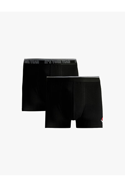 Koton Comfortable Fit New Year Printed Cotton 2-Piece Boxer Set