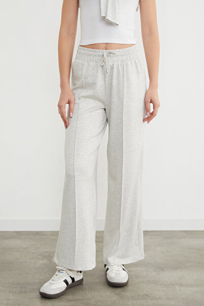 Fulla Moda Modal Sweatpants with Tie Waist and Green Front Detail