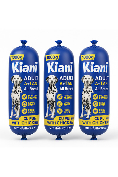kiani concept Set 3 bucati- Adult Dog Chicken Sausage 1000g Complementary Feed