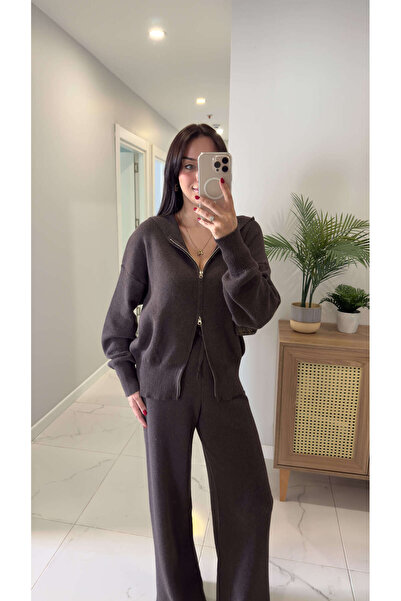 BİRCANÇİL Md Hugs Coffee Zippered Hooded Set