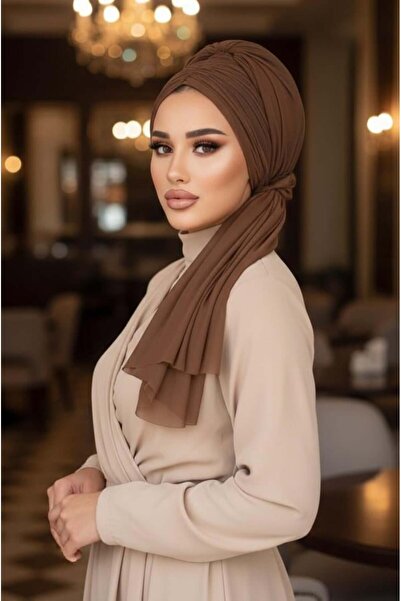 Aişe tesettür Caramel Buckle Evening Dress Bonnet Shawl