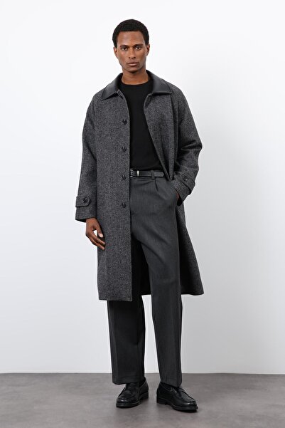 Antioch Black Contrast Collar Men's Coat