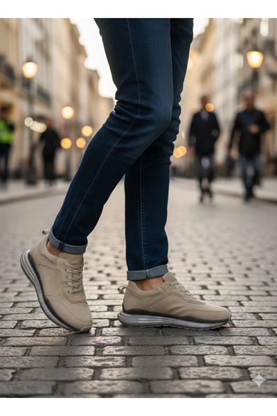 Marcha Krem nubuk deri erkek sneakers -erkek spor ayakkabı