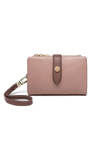 rinkadoll Compact Zippered Powder Pink Women's Wallet for Everyday Use