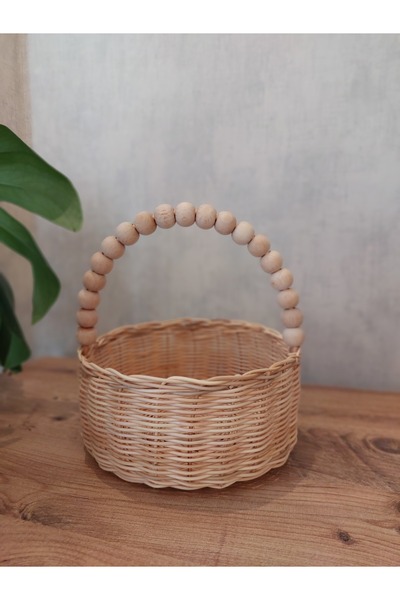 Fesleğence dekor Ahşap Boncuk Saplı Doğal Rattan El Yapımı Dekoratif Hasır Se...