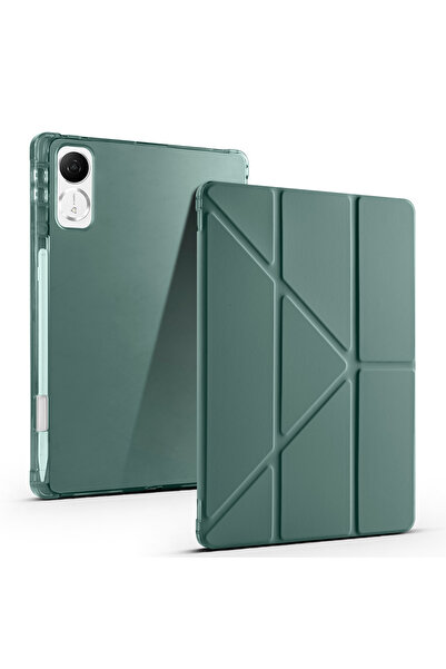 HTstore Honor Pad Gt Case Zore Tri Folding Stand Case with Pen Compartment-Dark Green